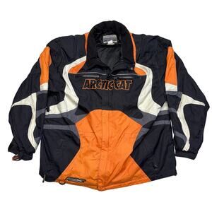 Vintage Arcticwear Arctic Cat Jacket 3XL Black Orange Snowmobile Winter Full Zip